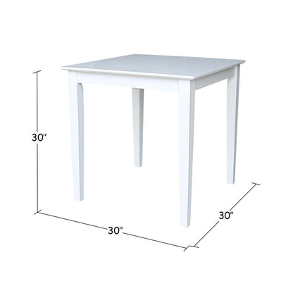 International Concepts - Solid Wood Top Table - Dining Height - Shaker Legs in White Finish - K08-3030-30S veiw 2
