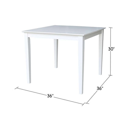 International Concepts - Solid Wood Top Table - Dining Height - Shaker Legs in White Finish - K08-3636-30S veiw 2