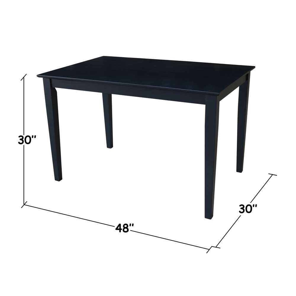 International Concepts - Solid Wood Top Table - Shaker Legs in Black Finish - K46-3048-30S veiw 2