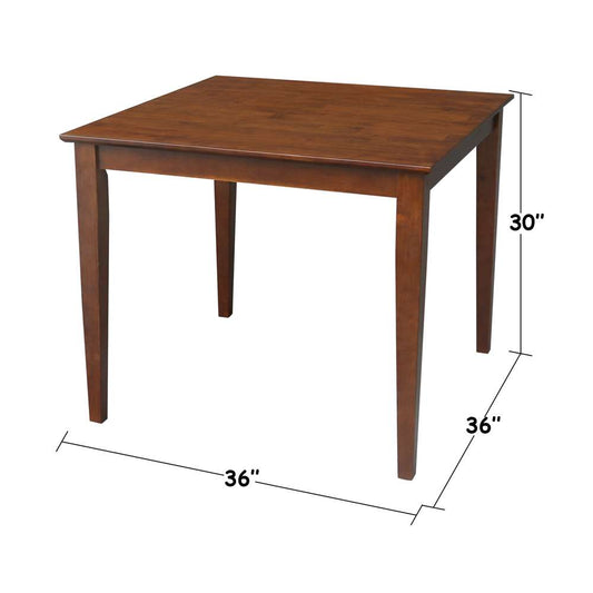 International Concepts - Solid Wood Top Table - Shaker Legs in Espresso Finish - K581-3636-30S veiw 2