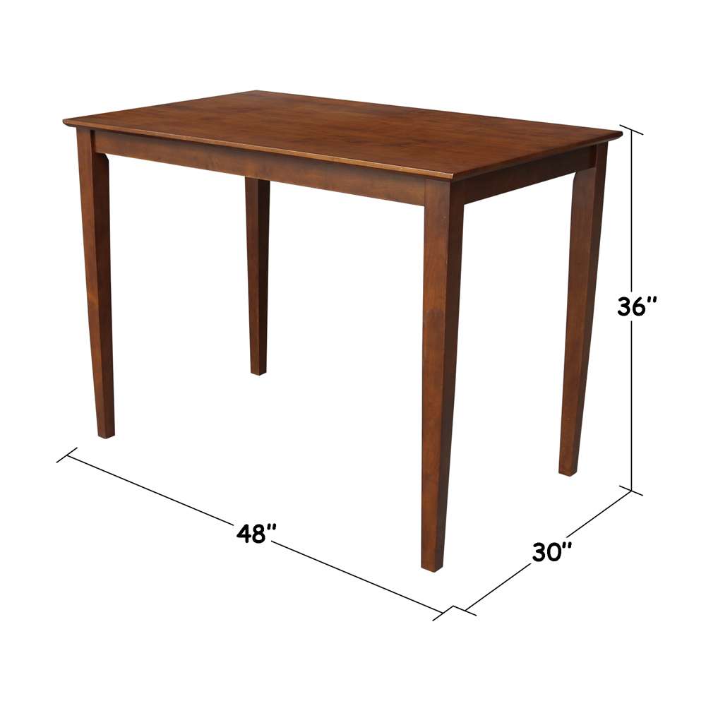 International Concepts - Solid Wood Top Table - Shaker Legs in Espresso Finish - K581-3048-36S veiw 2