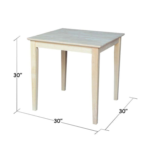 International Concepts - Solid Wood Top Table - Shaker Legs - K-3030-30S veiw 2