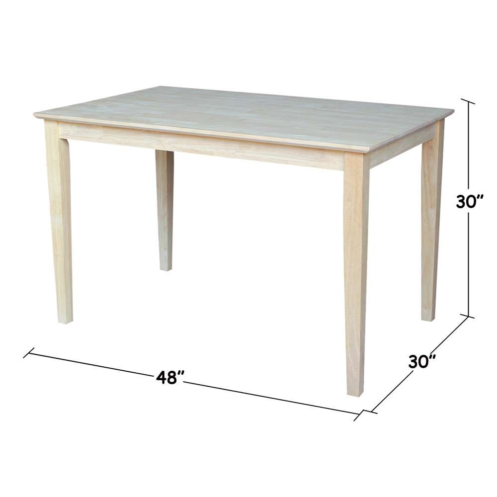 International Concepts - Solid Wood Top Table - Shaker Legs - K-3048-30S veiw 2