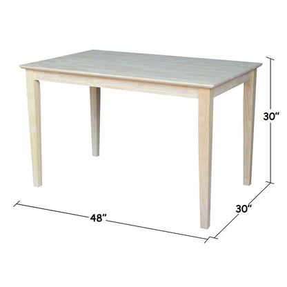 International Concepts - Solid Wood Top Table - Shaker Legs - K-3048-30S veiw 2