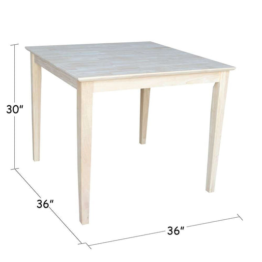 International Concepts - Solid Wood Top Table - Shaker Legs - K-3636-30S veiw 2