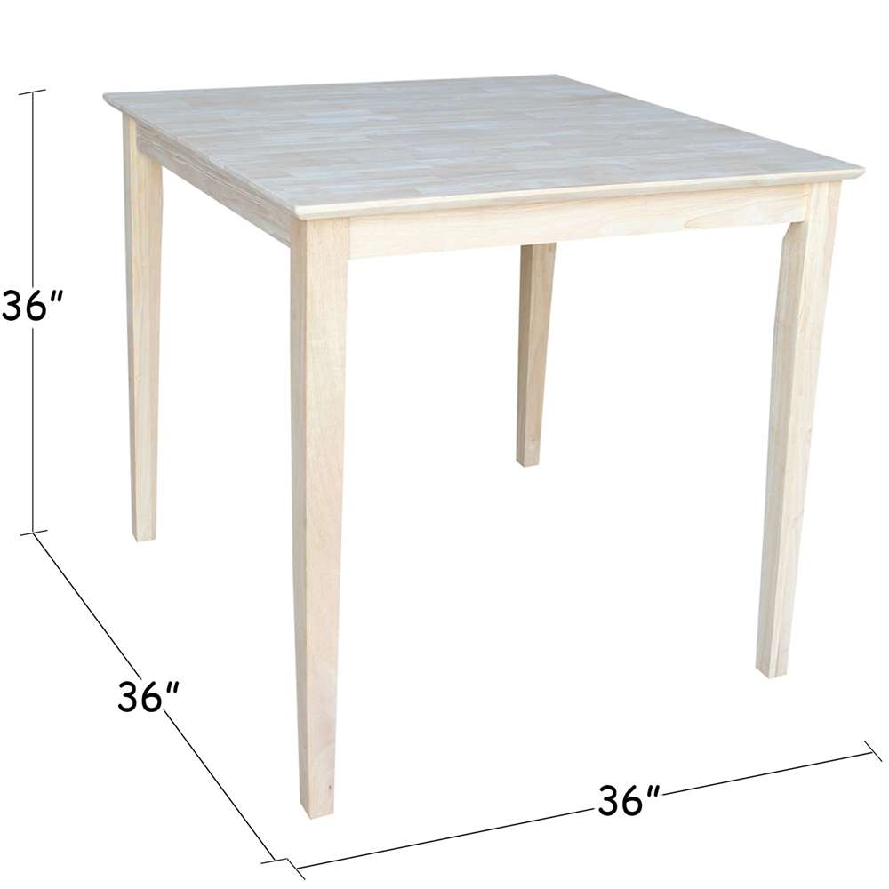International Concepts - Solid Wood Top Table - Shaker Legs - K-3636-36S veiw 5