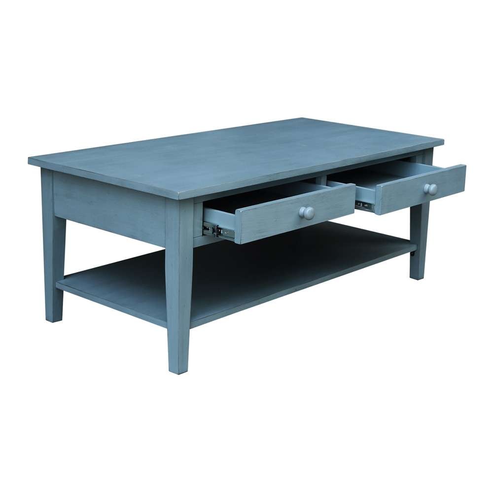International Concepts - Spencer Coffee Table in Ocean Blue - Antique Rubbed Finish - OT32-8C veiw 4