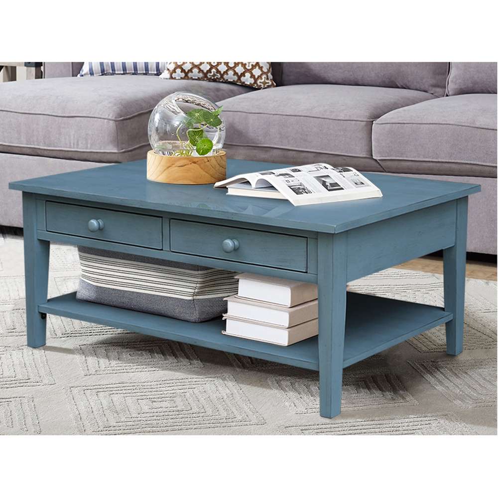 International Concepts - Spencer Coffee Table in Ocean Blue - Antique Rubbed Finish - OT32-8C veiw 5