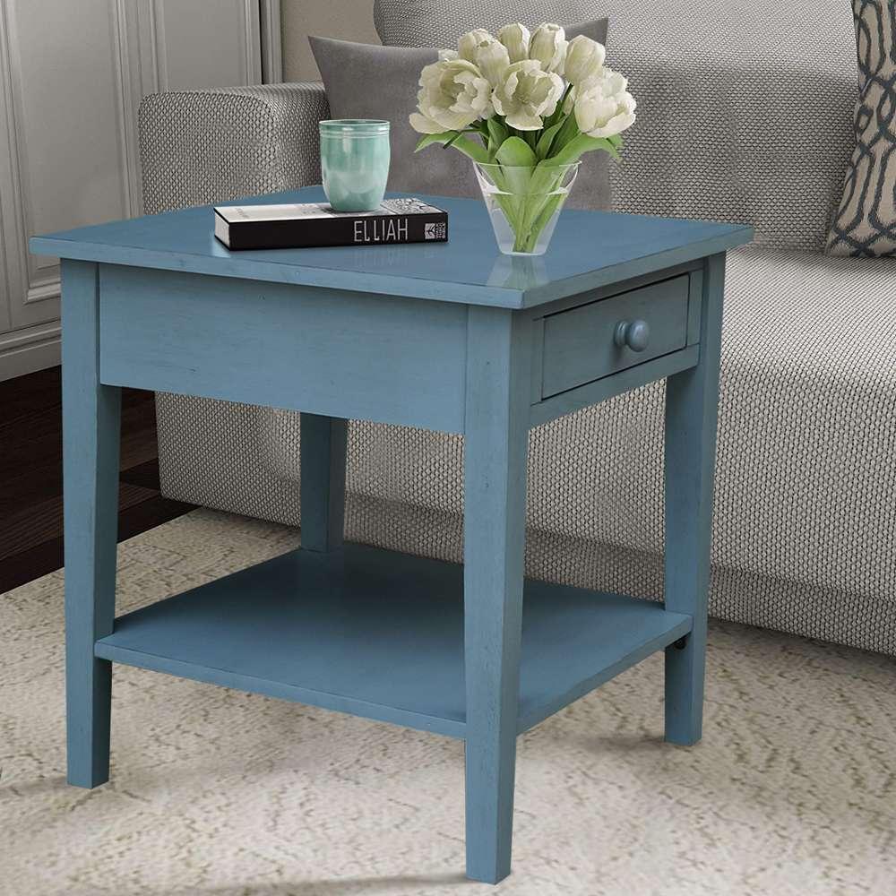 International Concepts - Spencer End Table in Ocean Blue - Antique Rubbed Finish - OT32-8E veiw 6