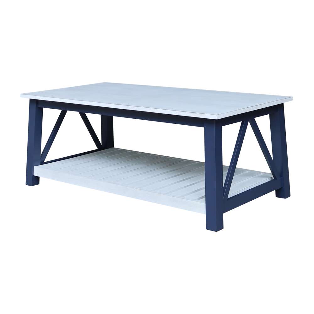 International Concepts - Surrey Coffee Table in Blue/Antiqued Chalk Finish - OT62-16C veiw 1