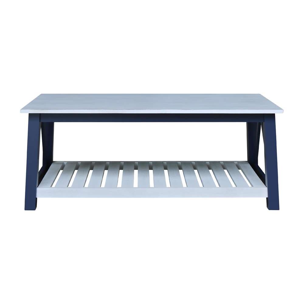 International Concepts - Surrey Coffee Table in Blue/Antiqued Chalk Finish - OT62-16C veiw 3