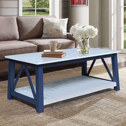 International Concepts - Surrey Coffee Table in Blue/Antiqued Chalk Finish - OT62-16C veiw 4