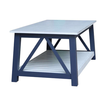 International Concepts - Surrey Coffee Table in Blue/Antiqued Chalk Finish - OT62-16C veiw 6