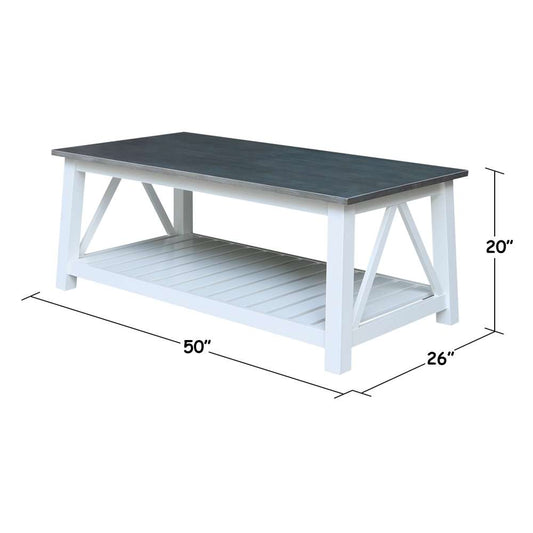 International Concepts - Surrey Coffee Table in White/Heather Gray Finish - OT05-16C veiw 2