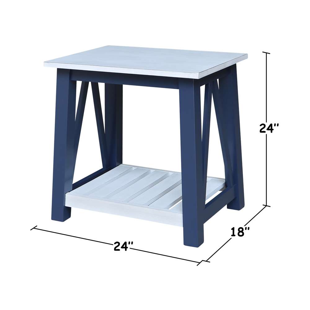 International Concepts - Surrey End Table in Blue/Antiqued Chalk Finish - OT62-16E veiw 2
