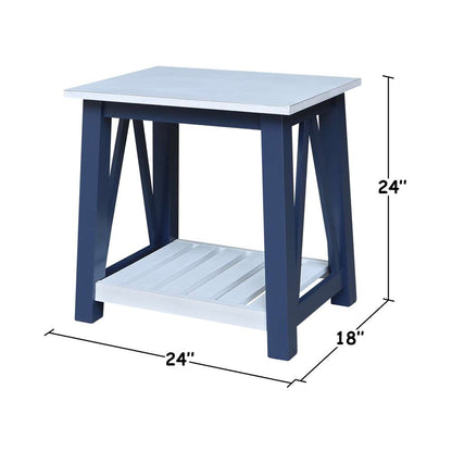 International Concepts - Surrey End Table in Blue/Antiqued Chalk Finish - OT62-16E veiw 2
