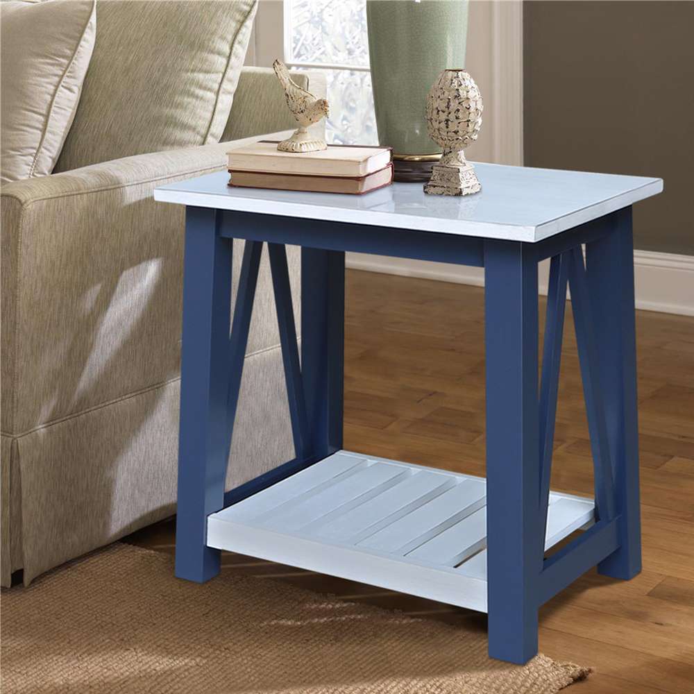 International Concepts - Surrey End Table in Blue/Antiqued Chalk Finish - OT62-16E veiw 4