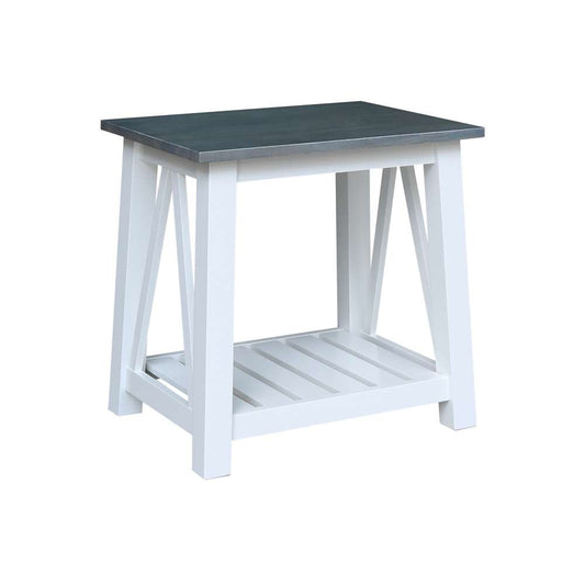 International Concepts - Surrey End Table in White/Heather Gray Finish - OT05-16E veiw 1