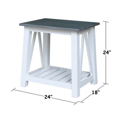 International Concepts - Surrey End Table in White/Heather Gray Finish - OT05-16E veiw 2