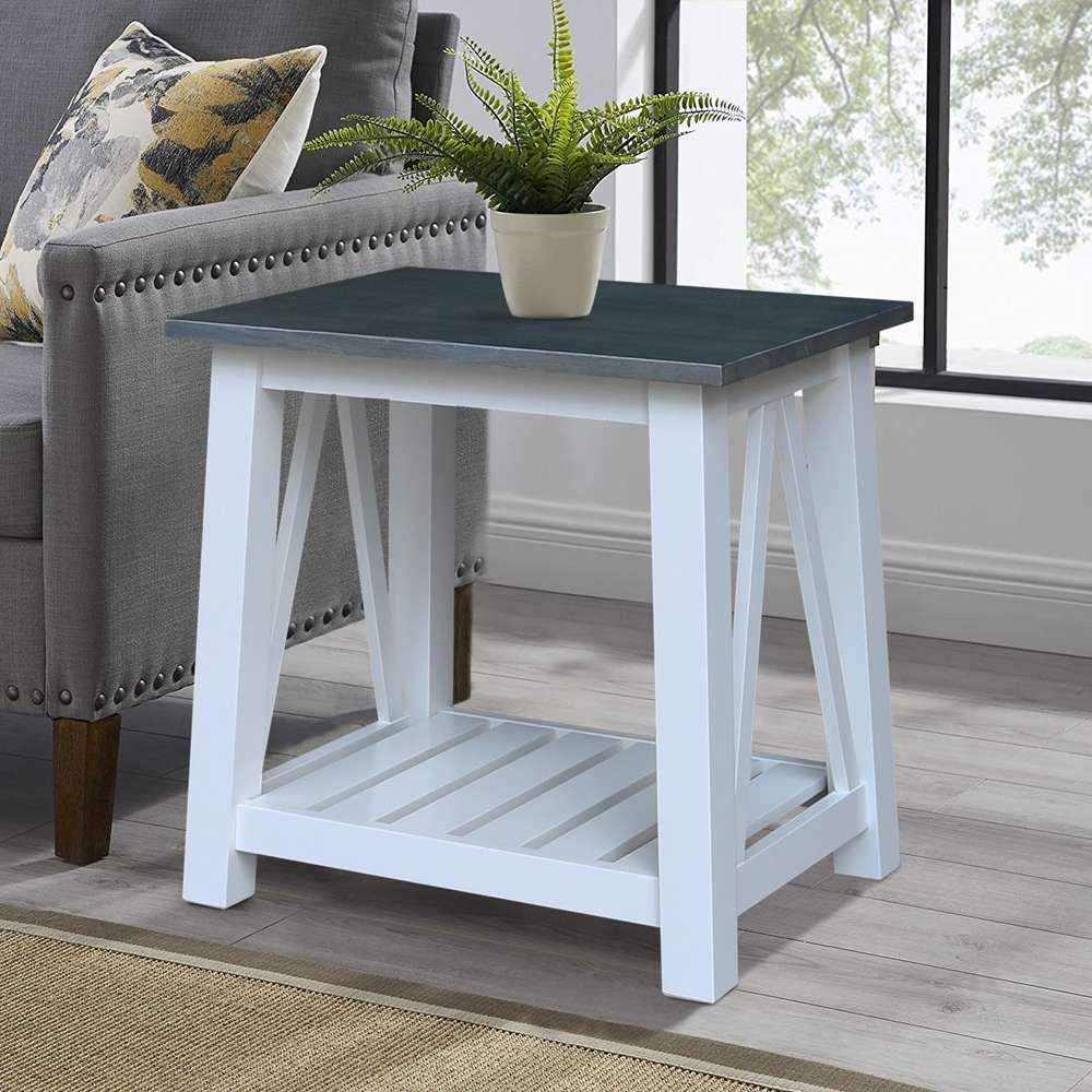 International Concepts - Surrey End Table in White/Heather Gray Finish - OT05-16E veiw 4