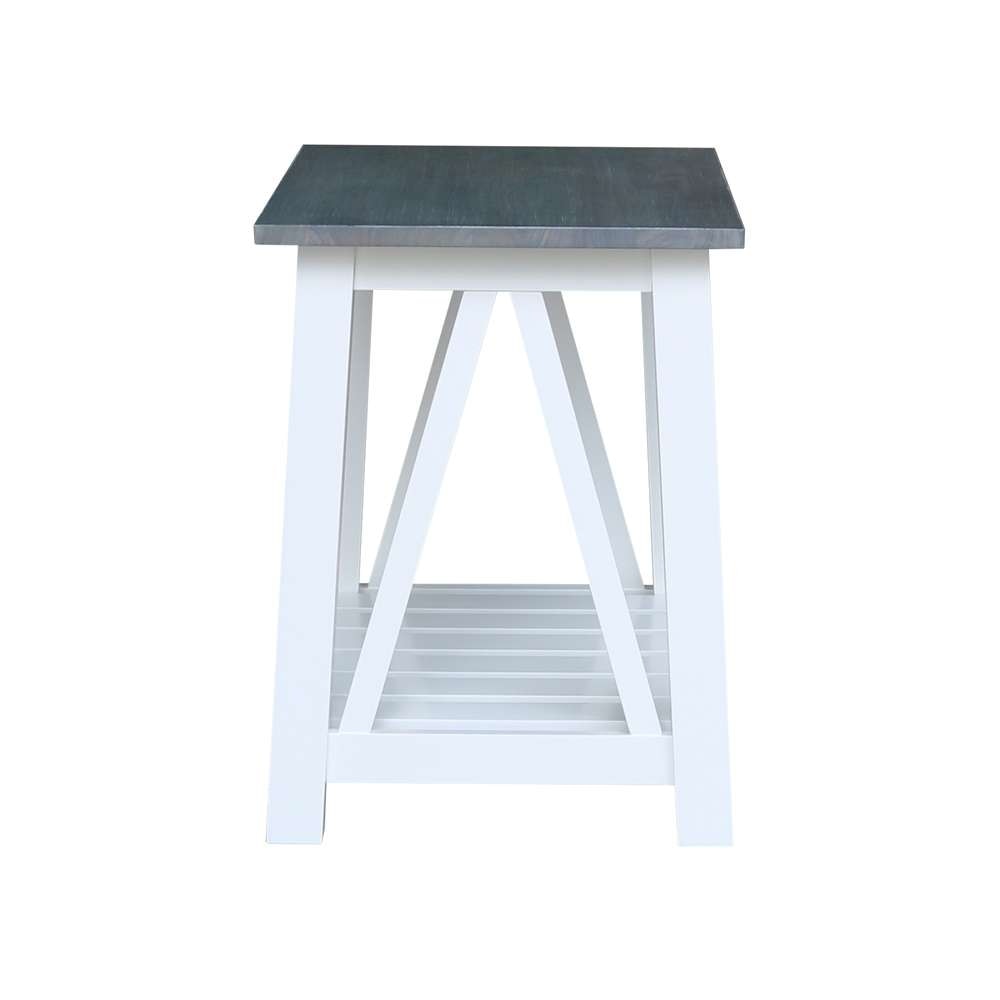 International Concepts - Surrey End Table in White/Heather Gray Finish - OT05-16E veiw 5