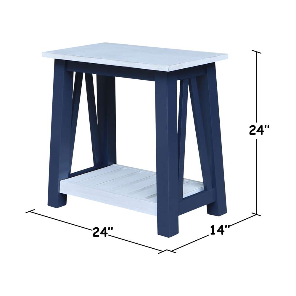 International Concepts - Surrey Side Table in Blue/Antiqued Chalk Finish - OT62-16E2 veiw 2