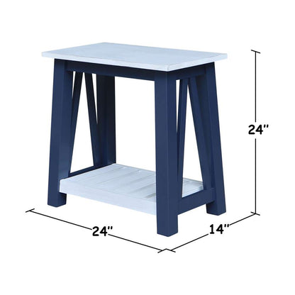 International Concepts - Surrey Side Table in Blue/Antiqued Chalk Finish - OT62-16E2 veiw 2