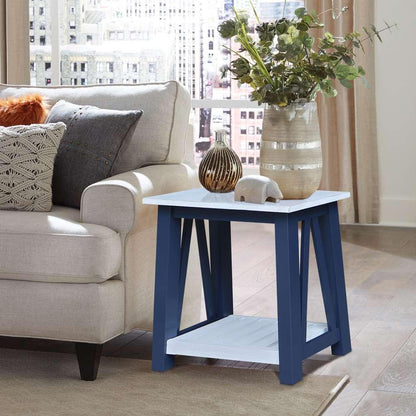 International Concepts - Surrey Side Table in Blue/Antiqued Chalk Finish - OT62-16E2 veiw 4