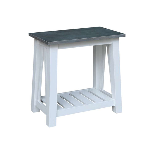 International Concepts - Surrey Side Table in White/Heather Gray Finish - OT05-16E2 veiw 1