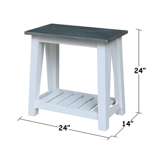 International Concepts - Surrey Side Table in White/Heather Gray Finish - OT05-16E2 veiw 2