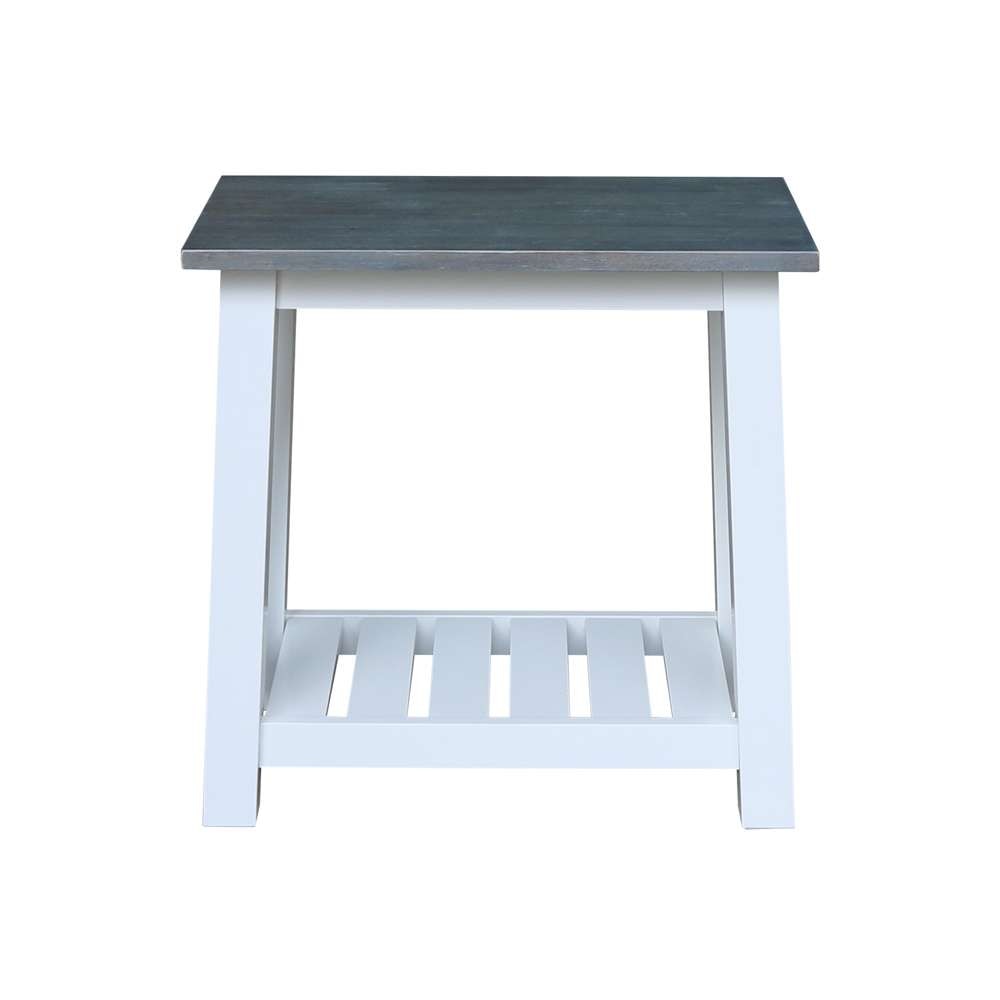 International Concepts - Surrey Side Table in White/Heather Gray Finish - OT05-16E2 veiw 3