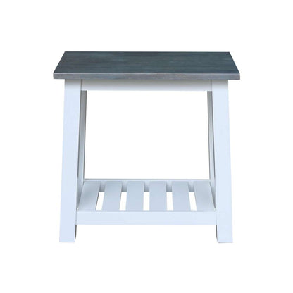 International Concepts - Surrey Side Table in White/Heather Gray Finish - OT05-16E2 veiw 3