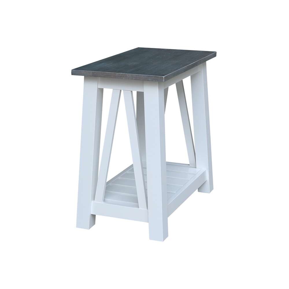 International Concepts - Surrey Side Table in White/Heather Gray Finish - OT05-16E2 veiw 6