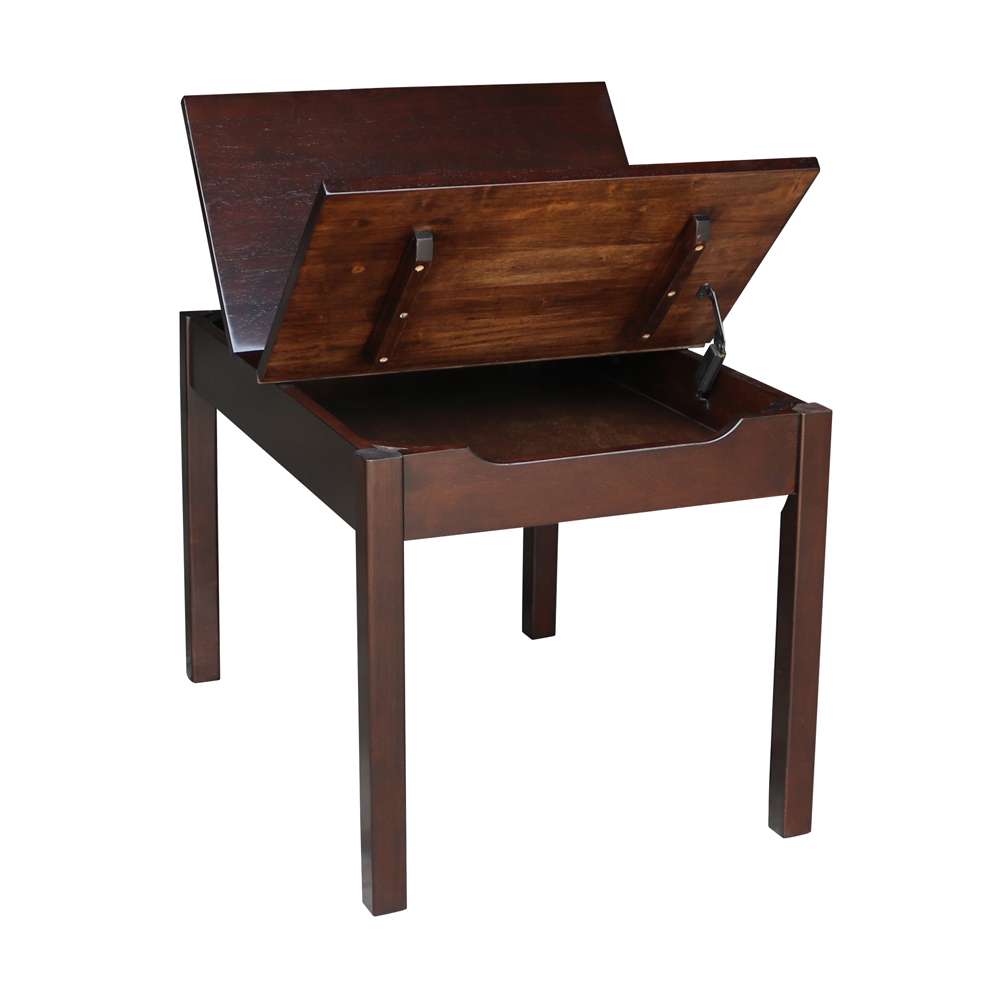 International Concepts - Table with Lift Up Top For Storage in Rich Mocha Finish - JT15-2532L veiw 3