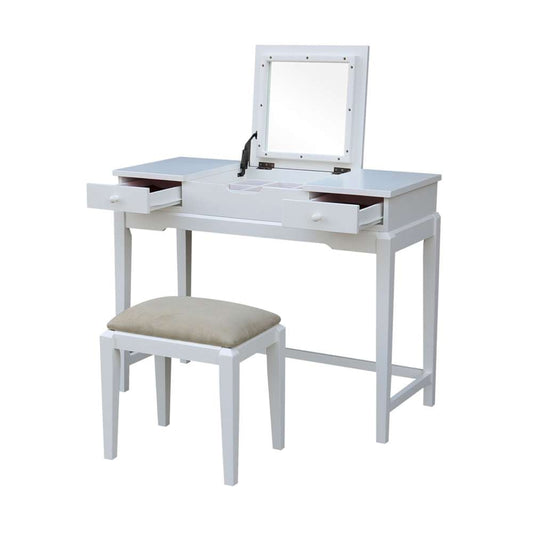 International Concepts - Vanity Table with Vanity Bench in White Finish - K-BE08-2-DT-2 veiw 2