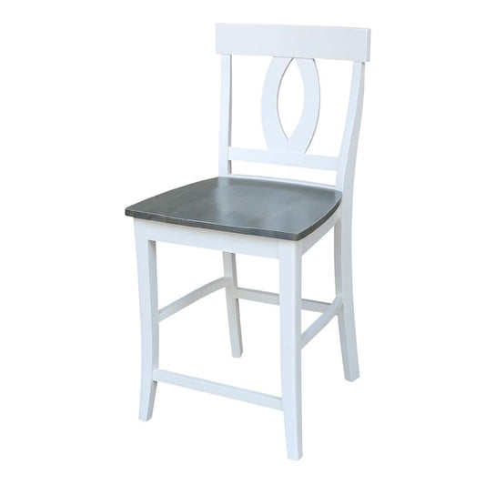 International Concepts - Verona Counter Height Stool - 24inSH in White/Heather Gray Finish - S05-1702 veiw 1