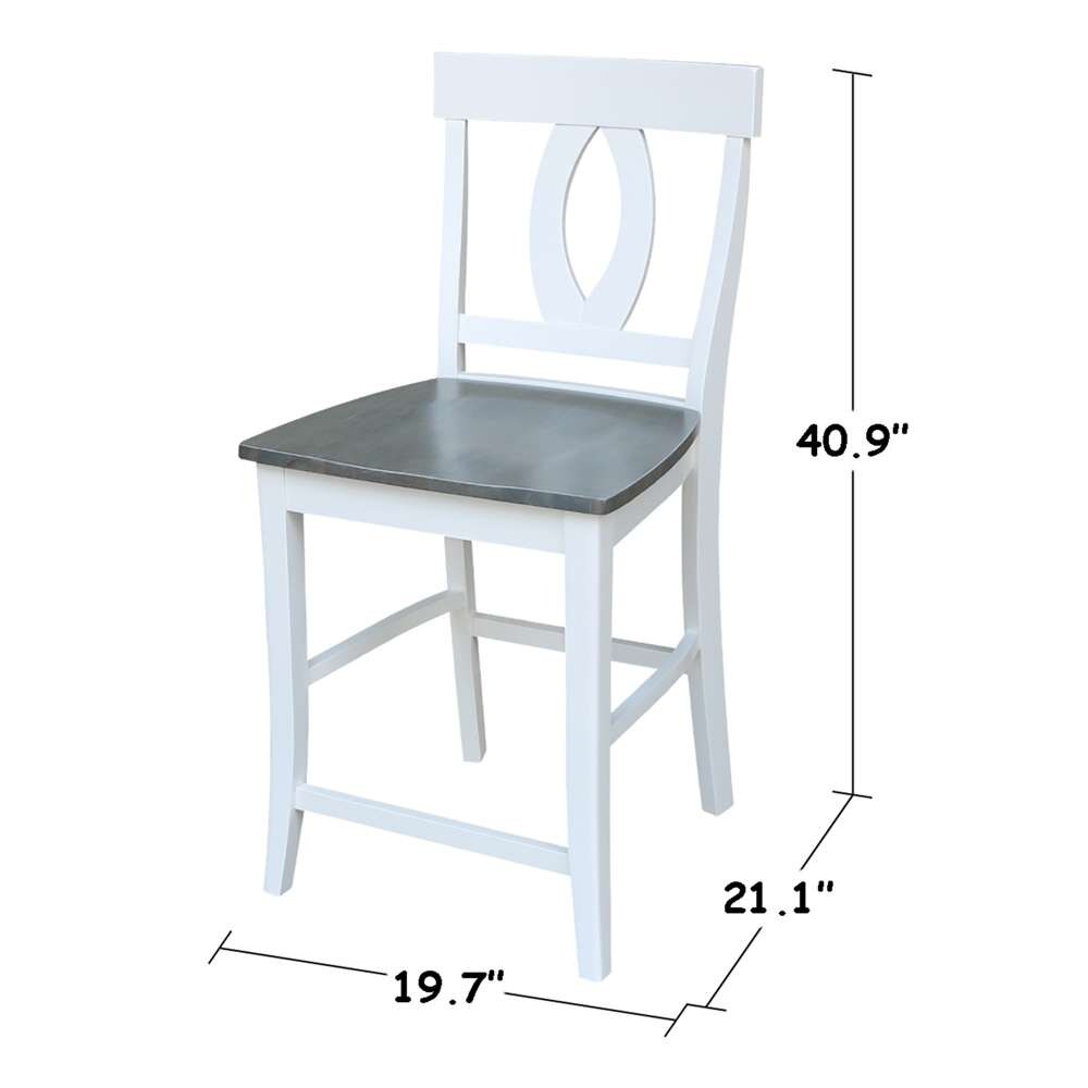 International Concepts - Verona Counter Height Stool - 24inSH in White/Heather Gray Finish - S05-1702 veiw 3