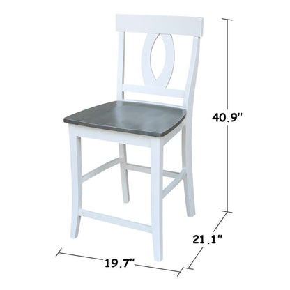International Concepts - Verona Counter Height Stool - 24inSH in White/Heather Gray Finish - S05-1702 veiw 3