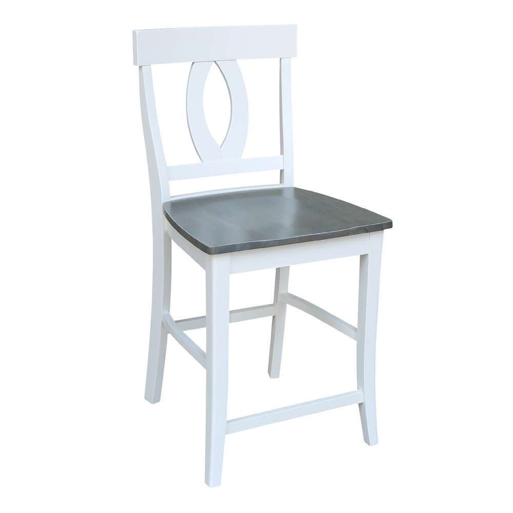 International Concepts - Verona Counter Height Stool - 24inSH in White/Heather Gray Finish - S05-1702 veiw 4