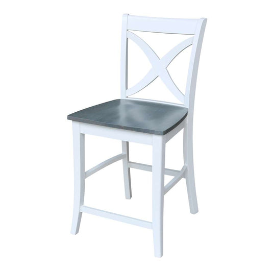 International Concepts - Vinyard Counter Height Stool - 24inSH in White/Heather Gray Finish - S05-142 veiw 1