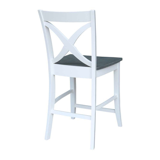 International Concepts - Vinyard Counter Height Stool - 24inSH in White/Heather Gray Finish - S05-142 veiw 2
