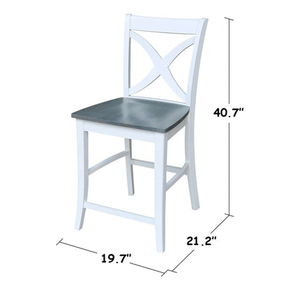 International Concepts - Vinyard Counter Height Stool - 24inSH in White/Heather Gray Finish - S05-142 veiw 3