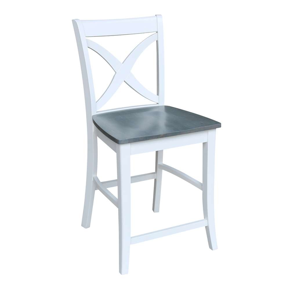 International Concepts - Vinyard Counter Height Stool - 24inSH in White/Heather Gray Finish - S05-142 veiw 4