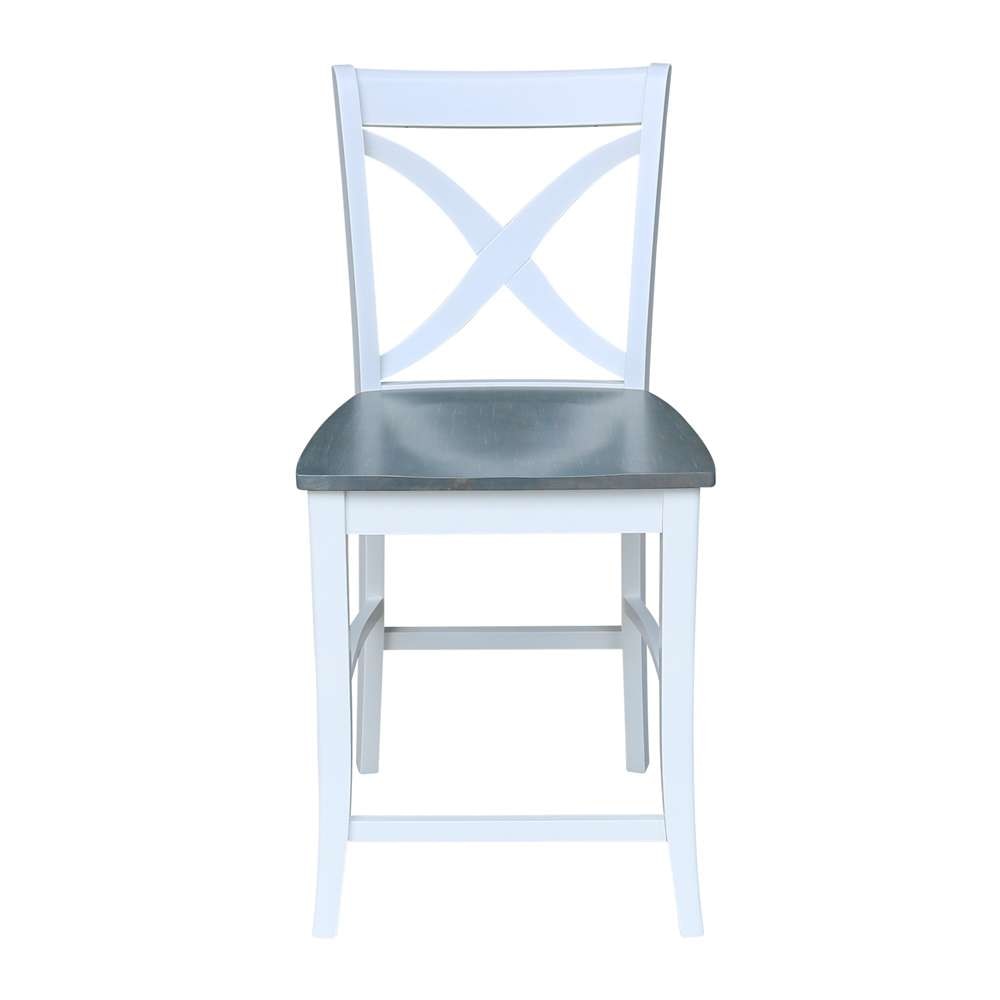 International Concepts - Vinyard Counter Height Stool - 24inSH in White/Heather Gray Finish - S05-142 veiw 5