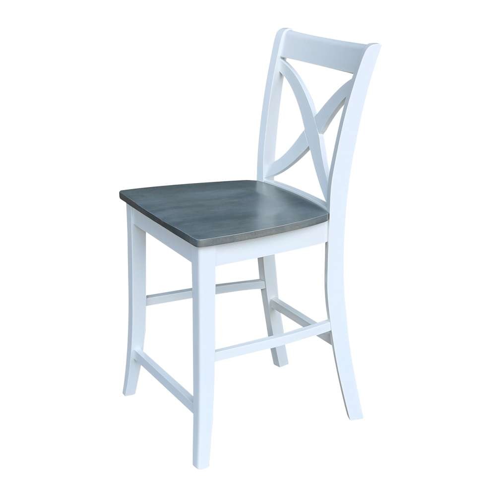 International Concepts - Vinyard Counter Height Stool - 24inSH in White/Heather Gray Finish - S05-142 veiw 6