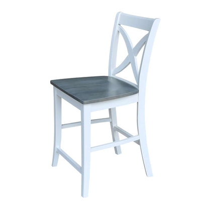 International Concepts - Vinyard Counter Height Stool - 24inSH in White/Heather Gray Finish - S05-142 veiw 6