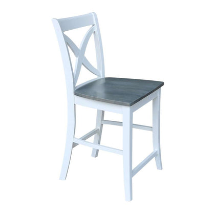 International Concepts - Vinyard Counter Height Stool - 24inSH in White/Heather Gray Finish - S05-142 veiw 7