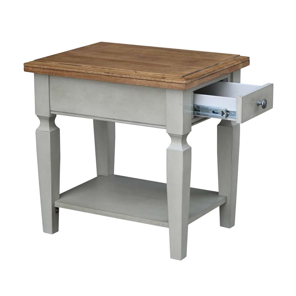 International Concepts - Vista End Table in Hickory/Stone Finish - OT41-15E veiw 3