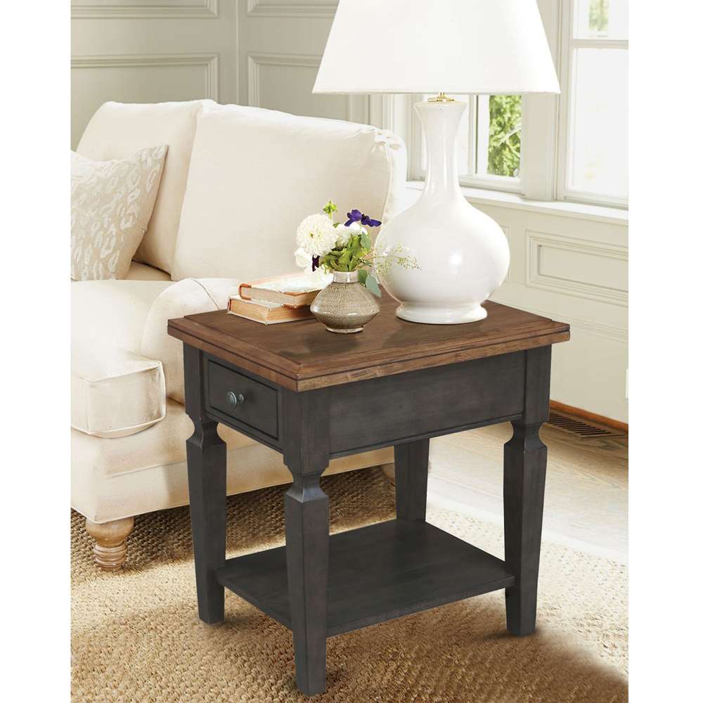 International Concepts - Vista End Table in Hickory/Washed Coal Finish - OT45-15E veiw 2