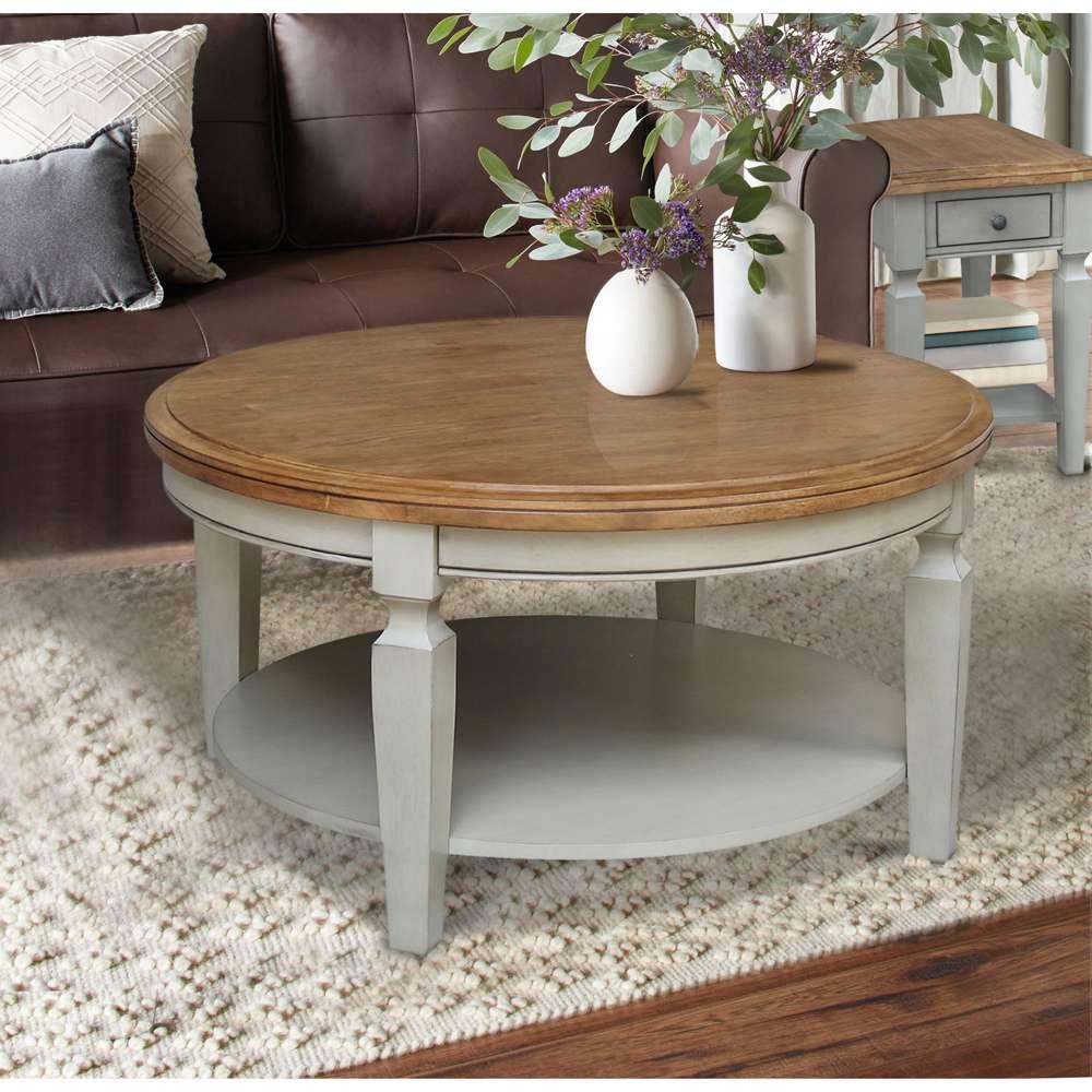 International Concepts - Vista Round Coffee Table in Hickory/Stone Finish - OT41-15CR veiw 4